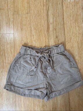 aerie High-Waist Drawstring Shorts - Taupe